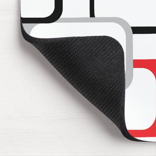 Rood Zwart en Grijs Retro Vierkant Witte Muispad Muismat (Hoek)