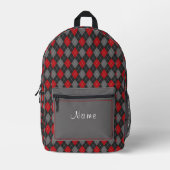 Rood Zwart en Grijs Tartan Plaid Bedrukte Rugzak (Voorkant)