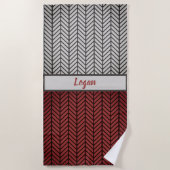 Rood zwart en grijs zwart-Masculine-Chevron-patroo Strandlaken (Voorkant)