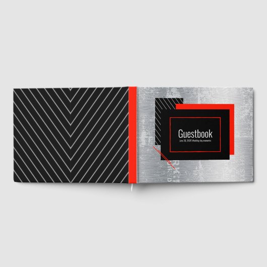 Rood, zwart en grijze strepen gastenboek (Volledig)