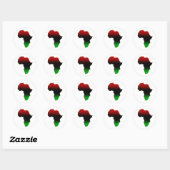 Rood, zwart en groen Afrika Ronde Sticker (Vel)