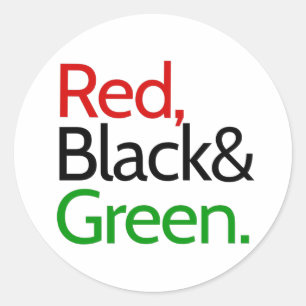 Rood, Zwart en Groen-Afro-Amerikaans Ronde Sticker