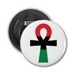 Rood, zwart en groen Ankh Button Flesopener