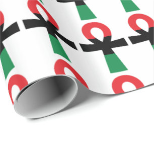 Rood, zwart en groen Ankh Cadeaupapier