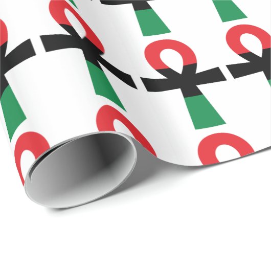 Rood, zwart en groen Ankh Cadeaupapier (Rol Hoek)