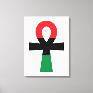 Rood, zwart en groen Ankh Canvas Afdruk