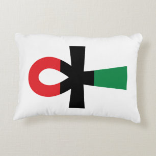 Rood, zwart en groen Ankh Decoratief Kussen