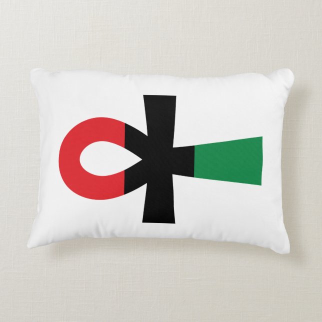 Rood, zwart en groen Ankh Decoratief Kussen (Achterkant)