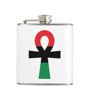 Rood, zwart en groen Ankh Heupfles