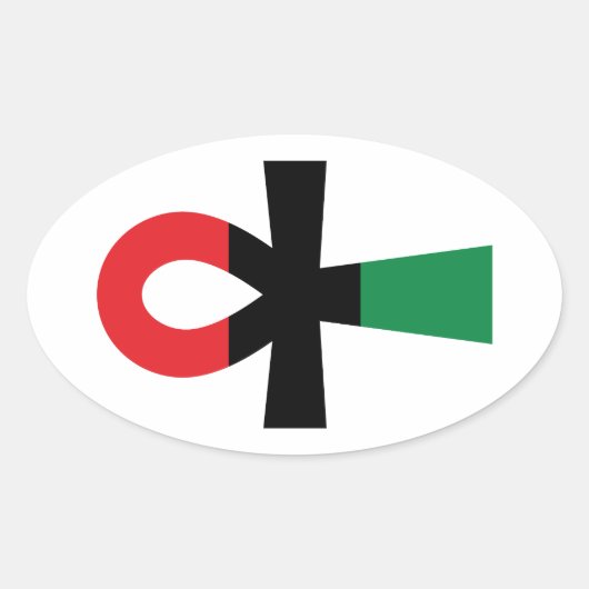Rood, zwart en groen Ankh Ovale Sticker (Voorkant)
