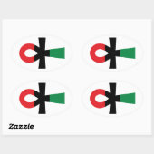 Rood, zwart en groen Ankh Ovale Sticker (Vel)