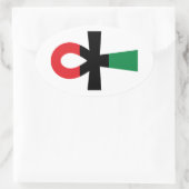 Rood, zwart en groen Ankh Ovale Sticker (Tas)