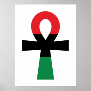 Rood, zwart en groen Ankh Poster