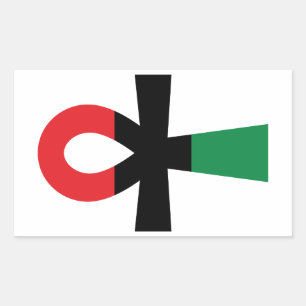 Rood, zwart en groen Ankh Rechthoekige Sticker