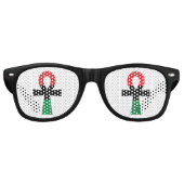 Rood, zwart en groen Ankh Retro Zonnebril (Voorkant)