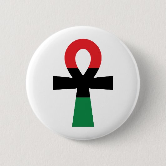 Rood, zwart en groen Ankh Ronde Button 5,7 Cm (Voorkant)