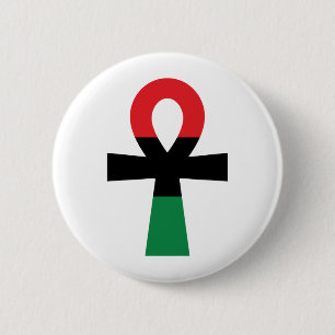 Rood, zwart en groen Ankh Ronde Button 5,7 Cm
