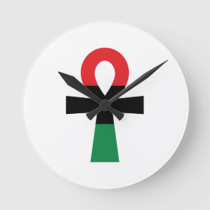 Rood, zwart en groen Ankh Ronde Klok