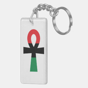 Rood, zwart en groen Ankh Sleutelhanger