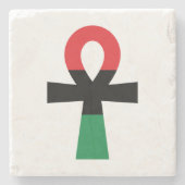 Rood, zwart en groen Ankh Stenen Onderzetter (Voorkant)