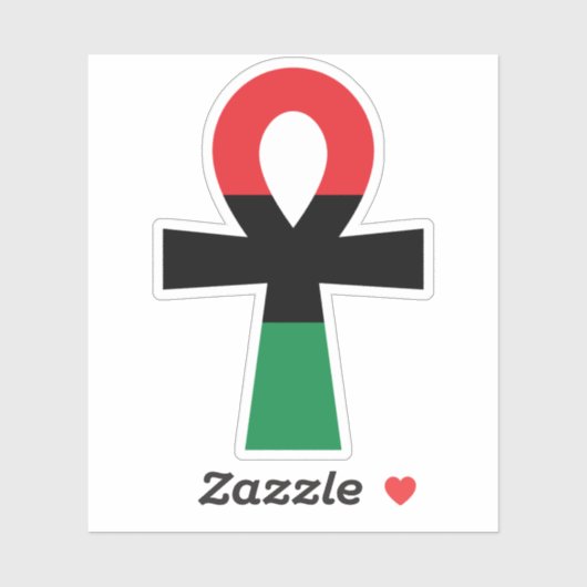 Rood, zwart en groen Ankh Sticker (Vel)