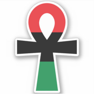 Rood, zwart en groen Ankh Sticker
