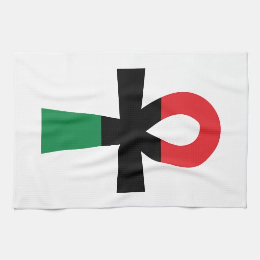 Rood, zwart en groen Ankh Theedoek (Horizontaal)