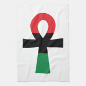 Rood, zwart en groen Ankh Theedoek (Verticaal)