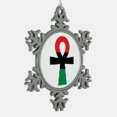 Rood, zwart en groen Ankh Tin Sneeuwvlok Ornament (Links)