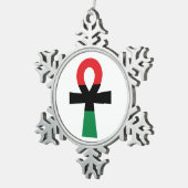 Rood, zwart en groen Ankh Tin Sneeuwvlok Ornament (Rechts)