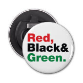 Rood, zwart en groen. button flesopener (Voorkant)