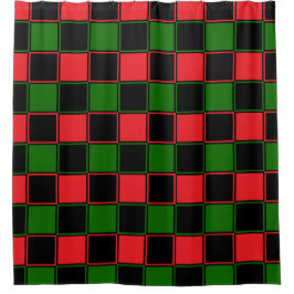 Rood zwart en groen checkerpatroon douchegordijn