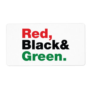 Rood, zwart en groen. etiket