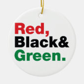 Rood, zwart en groen. keramisch ornament (Voorkant)