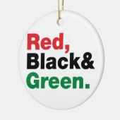 Rood, zwart en groen. keramisch ornament (Links)