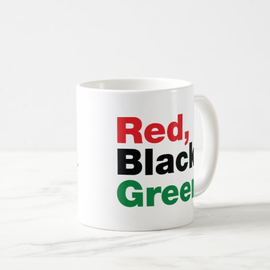 Rood, zwart en groen. koffiemok (Voorkant rechts)