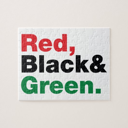 Rood, zwart en groen. legpuzzel (Horizontaal)