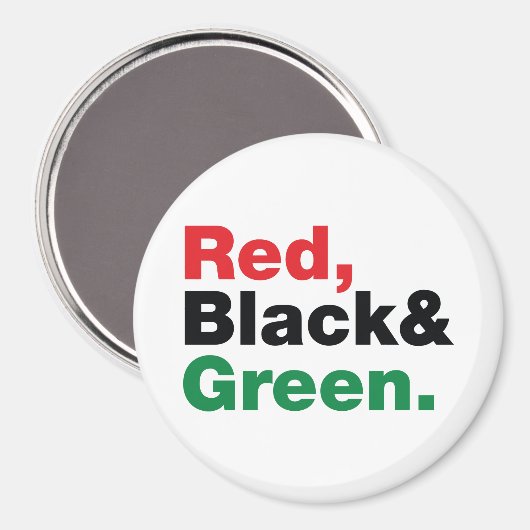 Rood, zwart en groen. magneet (Voorkant / Achterkant)