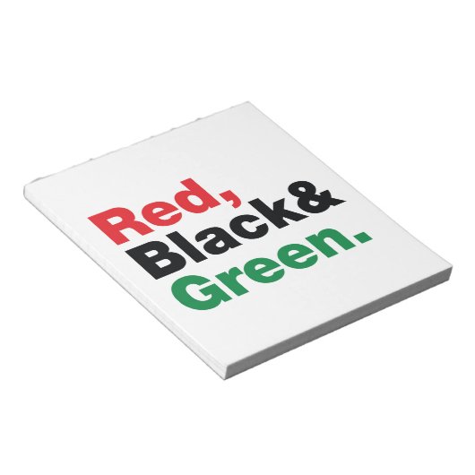 Rood, zwart en groen. notitieblok (Schuin)