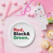 Rood, zwart en groen. papieren bordje (Feest)