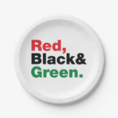 Rood, zwart en groen. papieren bordje (Voorkant)