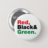 Rood, zwart en groen. ronde button 5,7 cm (Voorkant /achterkant)