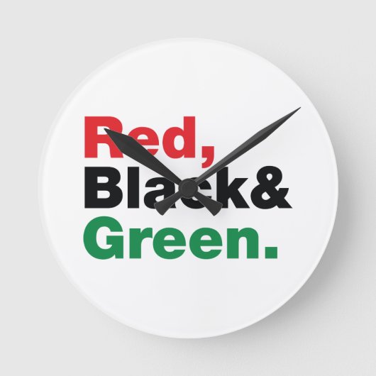 Rood, zwart en groen. ronde klok (Voorkant)