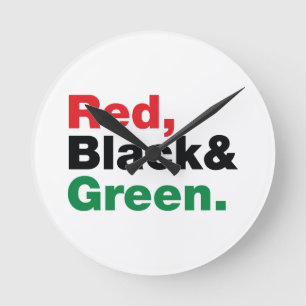 Rood, zwart en groen. ronde klok