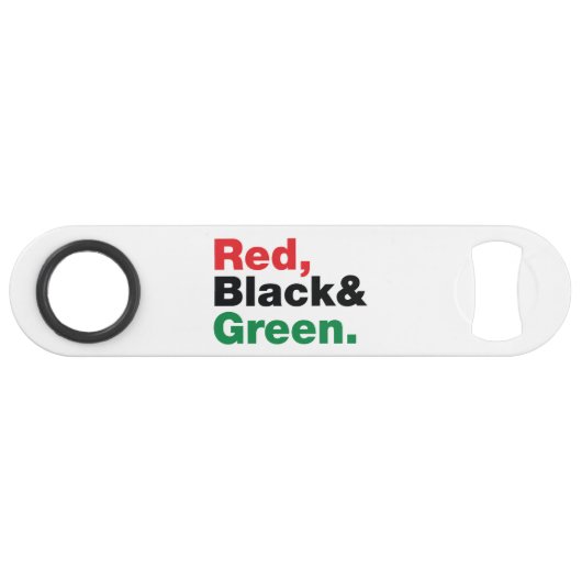 Rood, zwart en groen. speed flessenopener (Achterkant Horizontaal)
