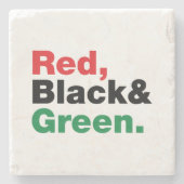 Rood, zwart en groen. stenen onderzetter (Voorkant)