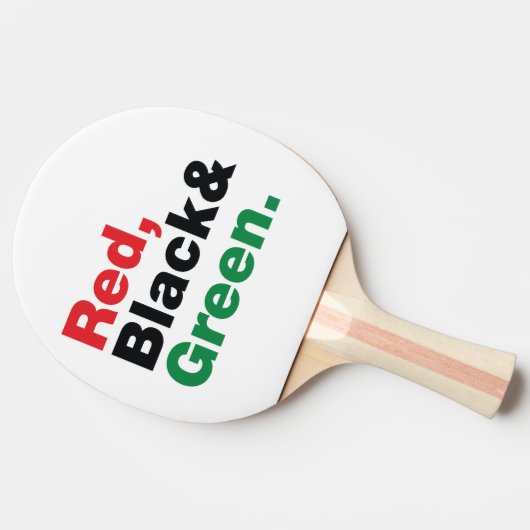 Rood, zwart en groen. tafeltennisbatje (Zijkant)