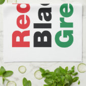 Rood, zwart en groen. theedoek (Gevouwen)