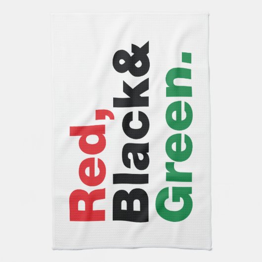 Rood, zwart en groen. theedoek (Verticaal)