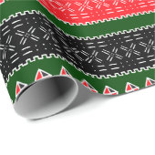 Rood zwart en groen tribal inpakpapier (Rol Hoek)